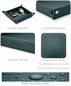 UnionBasic Small Valet Tray, Jewelry Tray for Rings Watches Earrings, Entryway Catchall Caddy for Coins Keys Change, Nightstand Bedside Valet Holder, Trays for Electronic Gadgets, Lychee Dark Ivy - Image 2
