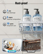 Shower Caddy 7 Pack, Adhesive Bathroom Shower Organizer for Bathroom Storage, No Drilling Large Capacity Rustproof Stainless Steel Shower Shelves Rack for Bath, Silver - Image 5