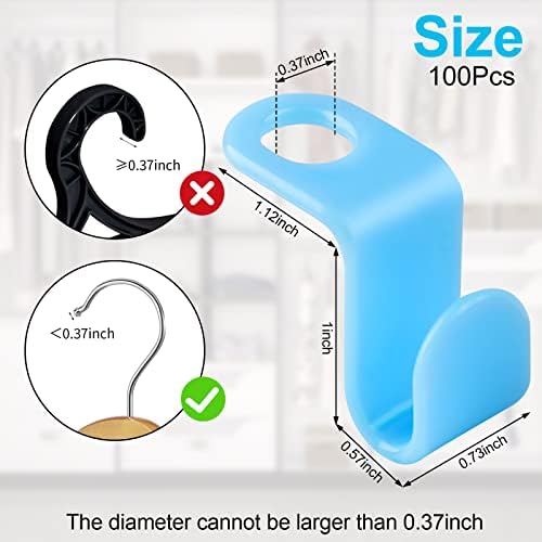 100 PCS Hanger Connector Hooks, Hangers Space Saving, Hanger Clips for Plastic Hangers(5 Color) - Image 2