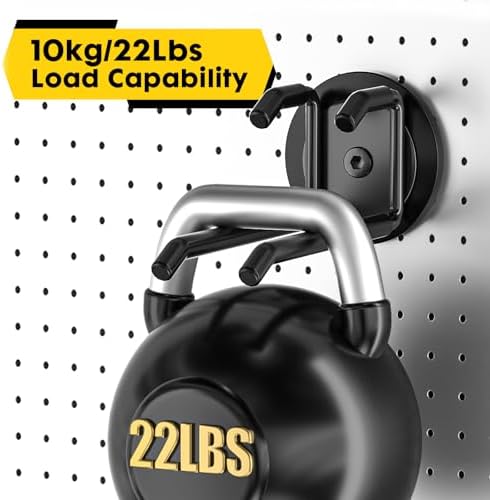 Strong Magnetic Hooks Heavy Duty - 2 Pack Rare Earth Magnets for Garage Utility Storage 20lb Hold | Hang Ladder, Power Tools, Toolbox, Shovel, Broom, Extension Cord(E-Blackpro 2) - Image 4