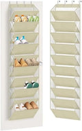 AOODA 10 Tier Clear Over the Door Shoe Organizer Storage, Deep Pockets Large Hanging Shoe Rack for Closet Door, Fit 20 Pairs Shoe Holder Hanger for Sneakers, Boots (Deep beige) by AOODA