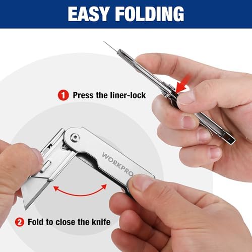 WORKPRO 3PCS Quick Change Folding Pocket Utility Knife Set with Belt Clip - Image 5