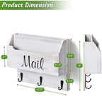 DRASTAR Mail Organizer Wall Mounted, Wooden Mail & Key Holder for Wall, Hanging Mail Organizer, Retro White Mail Basket for Home Office - Image 3