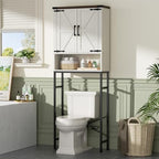 Over The Toilet Storage Cabinet with Farmhouse Doors and Adjustable Shelf, Tall Bathroom Organizer with Metal Stand Space Saver Over Toilet , Wood Rack for Bathroom, Restroom, Laundry, White - Image 7