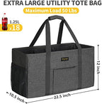 GhvyenntteS Extra Large Utility Tote Bag, Stand Up Utility Tote with Metal Wire Frame & Hard Bottom Board, Reusable Grocery Bags With Handles, Extra Large Beach Bag, Collapsible Car Tote - Image 4