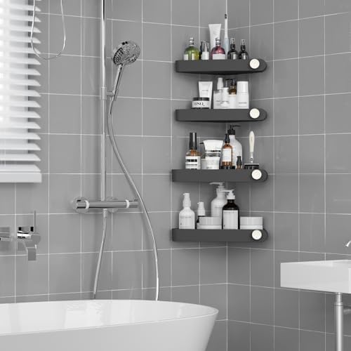 Sotfamily Plastic Shower Caddy Corner (for 90° Only), 4 Pack, Black - Image 3