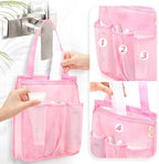 famichan Mesh Shower Caddy Portable, Gym Travel Camp Dorm Room Essentials for Women and College Girl, Pink Bathroom Shower Bag - Image 2