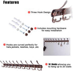 Dseap Coat Rack Wall Mount - 38” Long 10-Tri-Hooks Heavy Duty Coat Hanger Rail Wall Hooks for Hanging Coats Hats Clothing Clothes Purse Mudroom Entryway, Antique Copper, Pack of 2 - Image 6