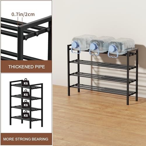 Expandable Shoe Rack, Heavy Duty Metal Shoe Organizer for Closet | 4Tier Heavy Duty Iron Adjustable Shoe Storage,Fits 12+ Pairs,Space-Saving,Non-Slip,Easy Assembly,For Doorway Entryway Bedroom - Image 7