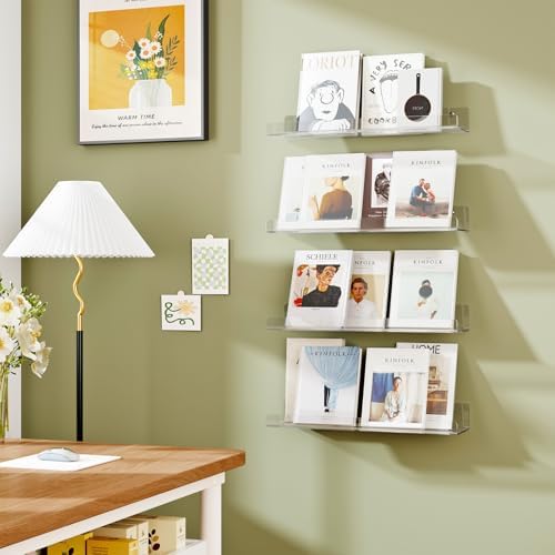 Dooiclear 4 Pack Floating Shelves for Wall, 15" Clear Floating Wall Shelf - Image 6