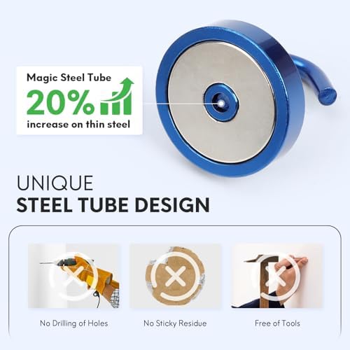 Neosmuk Magnetic Hooks Steel Tube Design for Cruise,130lb+ Navyblue,10 Pack - Image 3