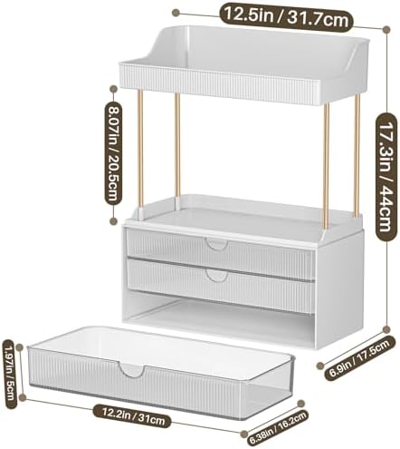 caktraie 3-Drawer 2-Tier Acrylic Makeup & Bathroom Vanity Organizer - Image 6