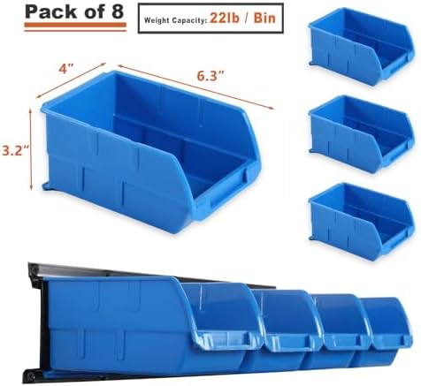 Wallmaster 8-Bin Wall Mounted Plastic Storage Bins Hanging Organizer Bins - Image 4
