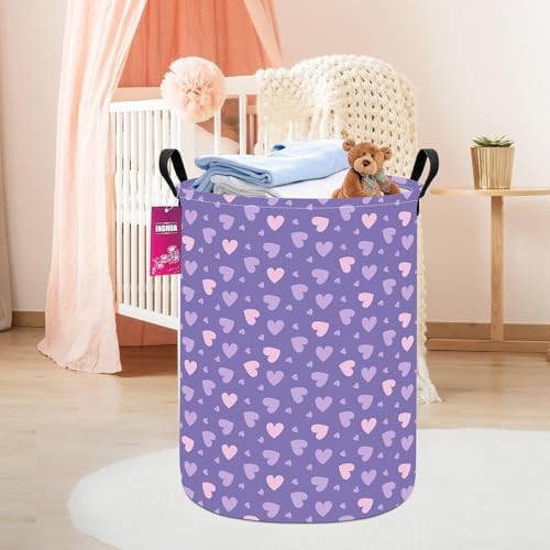 Purple heart Fabric Storage Bin Nursery Organizer Basket - Image 3