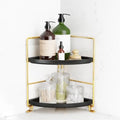 FSyueyun 2-Tier Corner Bathroom Counter Organizer, Gold & Black by FSyueyun