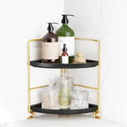 FSyueyun 2-Tier Corner Bathroom Counter Organizer, Gold & Black by FSyueyun