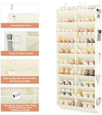 LANTEFUL Over the Door Shoe Organizer, Hanging Shoe Rack for Closet Door Shoe Storage for 30 Pairs Sneaker and Boots, Large Shoe Holder for Door with 10 Side Pockets, Space Saving, Beige - Image 4