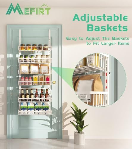 Mefirt Over The Door Pantry Organizer, Wall Mount Spice Rack 6-Tier White - Image 3