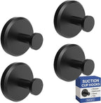 HOME SO Suction Cup Hooks for Shower & Bathroom Towel Holder 4-Pack Black by HOMESO