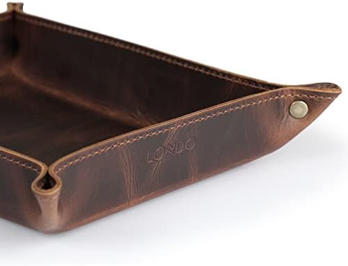 Londo Genuine Leather Tray Organizer - Practical Lightweight Water Resistant Computer Table Desk Storage Box for Wallets, Watches, Keys, Coins, Cell Phones and Office Equipment - Image 4