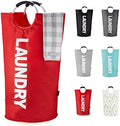 Caroeas 125L Laundry Basket,Large Laundry Hamper, Laundry Bag with Padded Handles, Clothes Hamper Stands Up Well, Collapsible Free Standing Easy Storage Washing Bin (Red,125L) by Caroeas