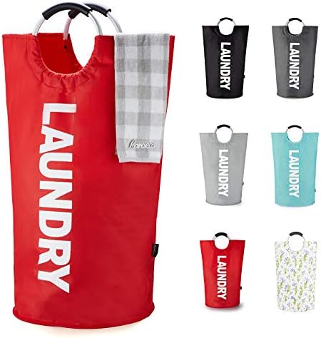 Caroeas 125L Laundry Basket,Large Laundry Hamper, Laundry Bag with Padded Handles, Clothes Hamper Stands Up Well, Collapsible Free Standing Easy Storage Washing Bin (Red,125L) by Caroeas