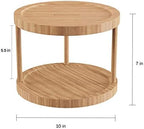 Classic Cuisine Lazy Susan – All-Natural Bamboo Round Two Tier Turntable Kitchen, Pantry and Vanity Organizer and Display with 10 Inch Diameter - Image 2