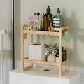 AmazerBath Bamboo Over The Toilet Storage Shelf - 2-Tier Bathroom Organizers and Storage Shelves, 2 in 1 Dual Stable Above Over Toilet Bamboo Shelf Home Storages Rack for Small Bathroom, Space Saver by AmazerBath