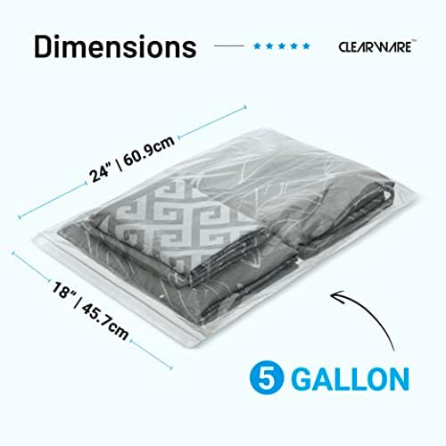 12 Large Storage Bags With Zipper Top - 5 Gallon Bags 18" x 24", Extra Large Plastic for Clothes, Travel, Moving, Large Reusable freezer bags, BPA-Free, 2-mil Thick - Image 2