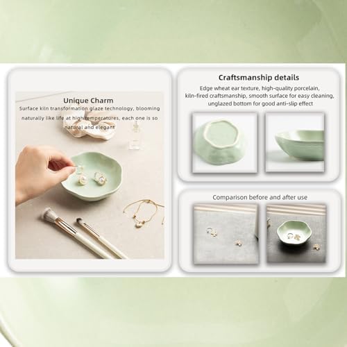 Ceramic Jewelry Tray, Ring Holder Floral Trinket Bowl for Women - Image 4