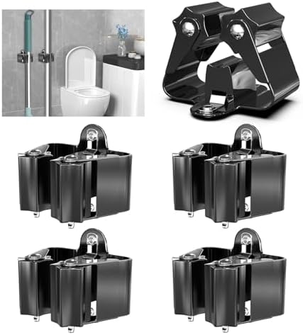 3-H Broom Holder Wall Mount 4 Pack, Stainless Steel Mop Hanger with Screws by 3-H