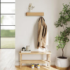 Kazai. Wall-Mounted Coat Rack 'Toke' - Modern Design Coat Rack with Hidden Wall Hooks - Solid Wood Veneer Panel Coat Hanger - Oak - Image 6