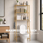 GloTika 3-Tier Over Toilet Storage, Anti-Tilt, 64" H, Gold - Image 3