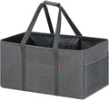 LHZK Standing Extra Large Utility Tote Bag with Metal Wire Frame and the Sides Rinforced, Extra Large Tote Bag with Handle, Reusable Grocery Bags Foldable, Beach Bag, Car Tote (Gray, 26''x15''x13'') by LHZK