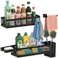 PUSDON 5-in-1 Wide Wall Mount Wrapped Mesh Kitchen Organizer & Shower Caddy Kit, with Paper Towel Holder, Utensil Holder, Soap Dish, Heavy Duty 50LBS - Matte Black, Netting by PUSDON