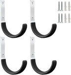 GeeWatom Heavy Duty Steel Garage Hooks,Garage Storage Utility Hooks,Heavy Duty Garage Tool Organizer,Steel Wall Mount Hooks, Hose Hanger, Small Garden U Hooks (Black 4 Pack) by GeeWatom