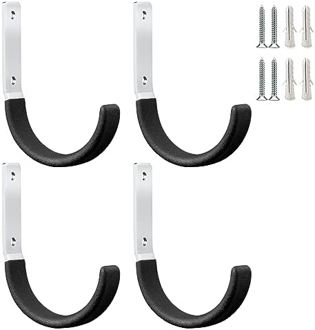 GeeWatom Heavy Duty Steel Garage Hooks,Garage Storage Utility Hooks,Heavy Duty Garage Tool Organizer,Steel Wall Mount Hooks, Hose Hanger, Small Garden U Hooks (Black 4 Pack) by GeeWatom