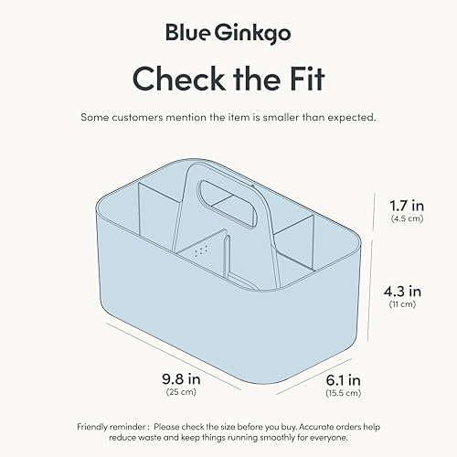 BLUE GINKGO Stackable Organizer Caddy, Rectangle, Blue, Made in Korea - Image 3