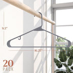 Plastic Hangers 20 Pack Grey - Clothes Hangers - Makes The Perfect Coat Hanger and General Space Saving Hangers for Closet and New Apartment Essentials - Percheros Ganchos para Colgar Ropa Hangars - Image 2