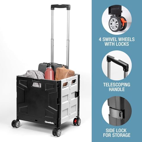Wheeled Trolley Crate - 55L (4 Wheels) - Black/Cream [Cool Gray 1C] (1PK) - Image 3