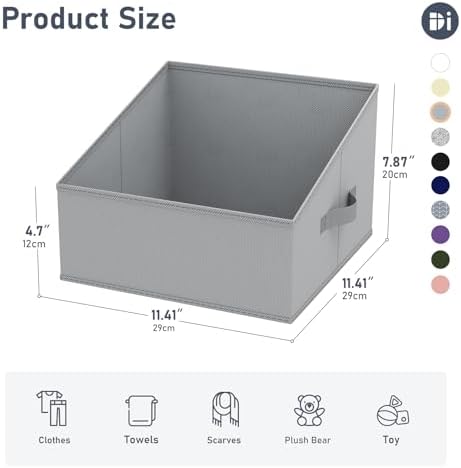 DIMJ Closet Storage Bins 8 Pack - Fabric Trapezoid Closet Organizer Bin, Foldable Storage Baskets for Shelves, Closet Shelf Organizer, Clothing Storage Box for Toys, Books, Towel, Clothes - Image 2