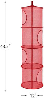 2Pcs Hanging Stuffed Animal Storage Hammock 4 Tiers, Red - Image 3