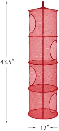 2Pcs Hanging Stuffed Animal Storage Hammock 4 Tiers, Red - Image 3