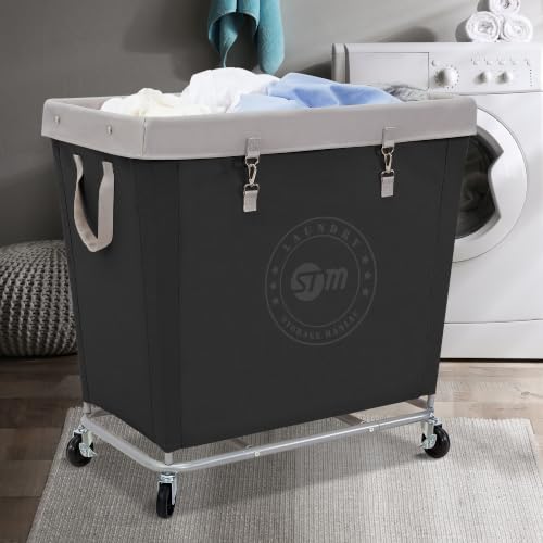 STORAGE MANIAC Commercial Laundry Hamper with Heavy Duty Steel Frame, 320 L Industrial Laundry Basket Cart with Wheels for Hotel, Home, Laundry Room, 31.7''L x 19.3''W x 30.91''H, Large Black - Image 7