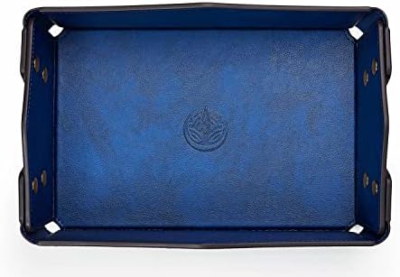 Leather Bedside Storage Tray - Jewelry Organizer for Girl's Key, Wallet, Coin Box - Travel PU Valet Tray (Dark Blue) by OARIE