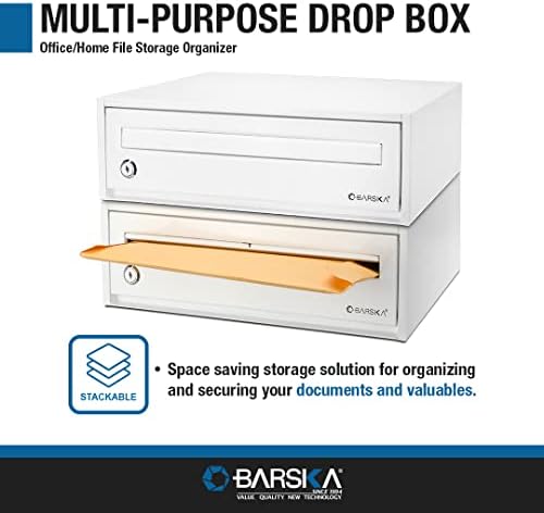 Barska CB13118 Key Lock Multi-Purpose Desktop Envelopes Cash Documents Suggestions Drop Box Organizer White 15.75" x 11" x 4.87" - Image 3