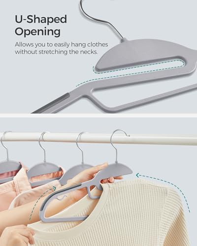 SONGMICS 50 Pack Coat Hangers, Heavy-Duty Plastic Hangers, U-Shaped Opening - Image 3