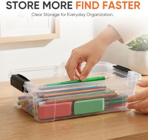 Superio 1.27 Quart Clear Plastic Storage Containers with Lids, Stackable Organizer Bins, BPA-Free Storage Boxes for Home, Office, Dorm & Classroom, 18 Pack - Image 2