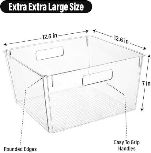 Clear Extra Large Plastic Storage Bins, Perfect for Pantry Organizers and Storage Containers Fridge Organizer Plastic Bins Kitchen Organizer Bin for Organizing Under Sink Refrigerator Organization - Image 2