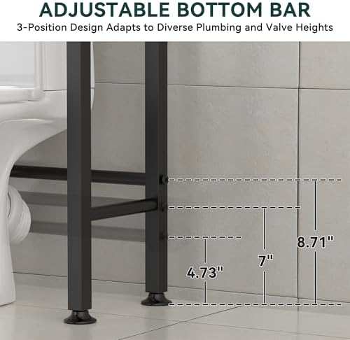 GloTika 4-Tier Over The Toilet Storage, Anti-Tilt, 69.3" H, Black Brown - Image 4